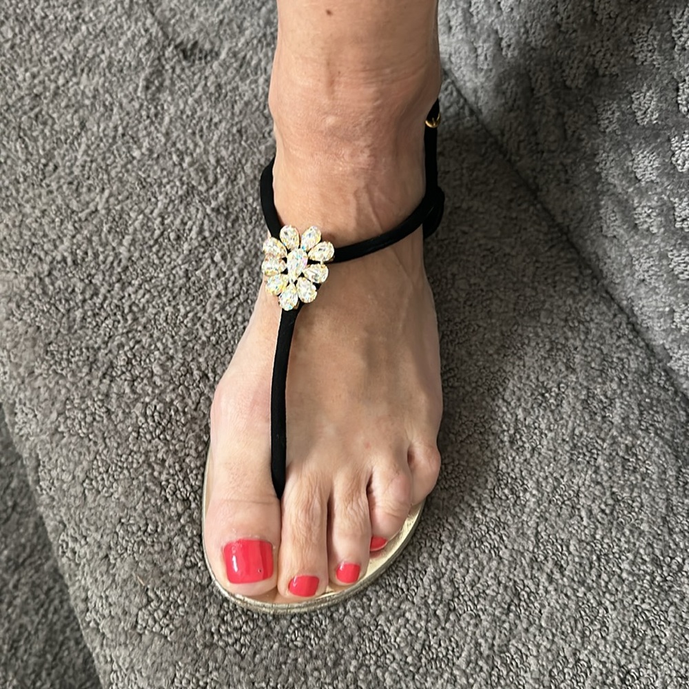 Giuseppe Zanotti flat thong sandal with crystal flower